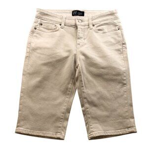 Gap Women's 9" Bermuda Shorts Size 25 White Denim Casual Pockets Summer Classic